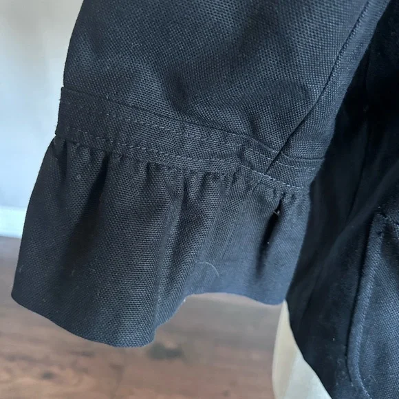 J. Crew Coat Blazer Ruffle Feminine 100% Cotton Canvas Y2K 60s Black Size 12 - Picture 3 of 13